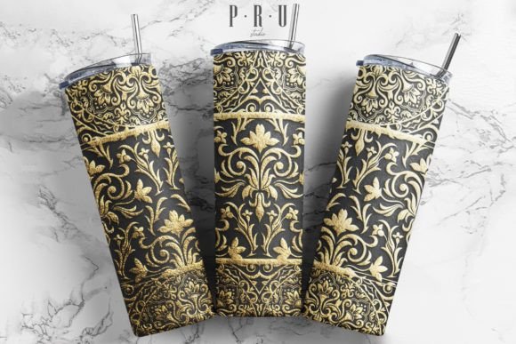 20oz Skinny Tumbler Black Gold Vintage