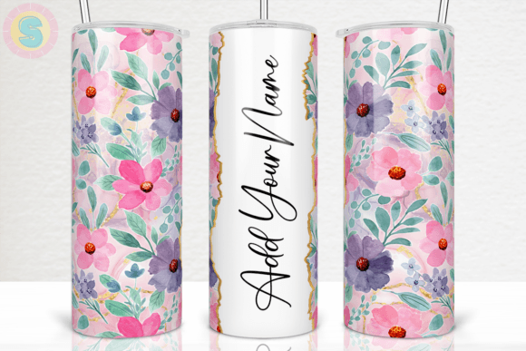 Add Your Name Purple Floral Tumbler Wrap
