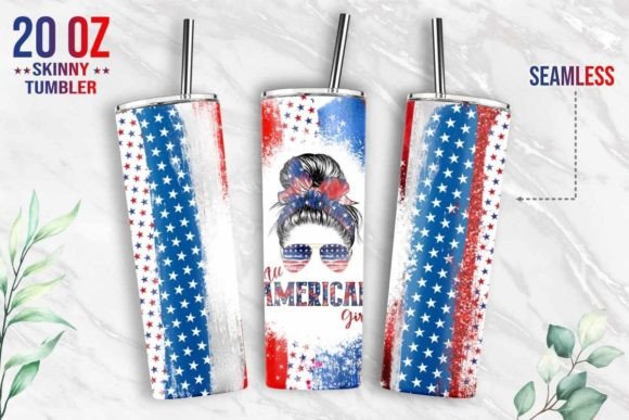All American Girl Patriotic Flag Tumbler