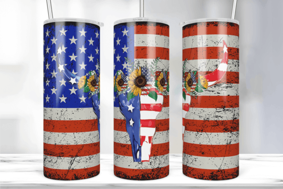 American Flag Bull Skull Tumbler Wrap