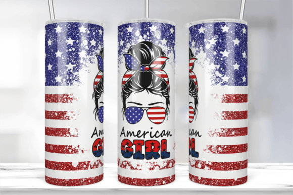 American Girl 4th of July Tumbler PNG