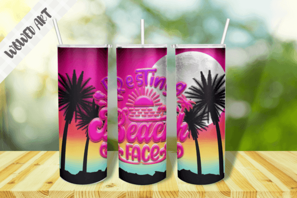 Beach 20 Oz Skinny Tumbler Wrap