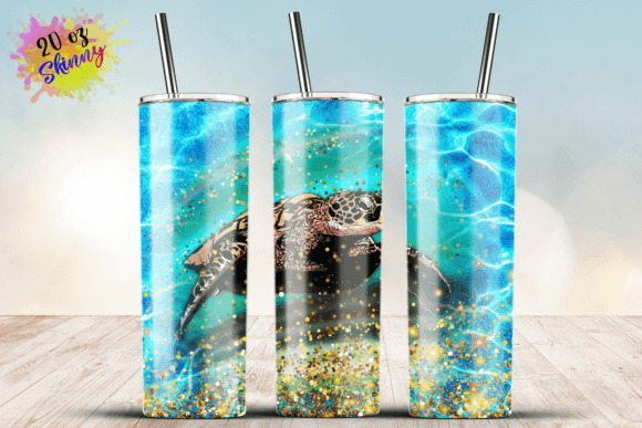 Blue Sea Turtle Wrap 20Oz Skinny Tumbler