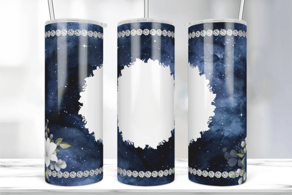 Flower Navy Tumbler Wrap 20 Oz Skinny