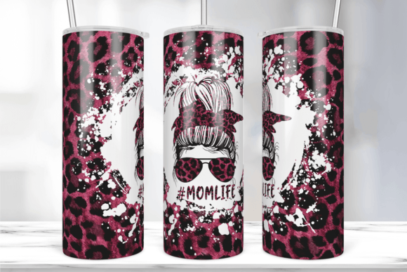 Leopard Mom Life Tumbler Wrap Design