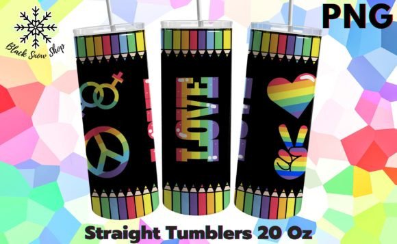 LGBTQ Pencil Reinbow Sublimation Tumbler