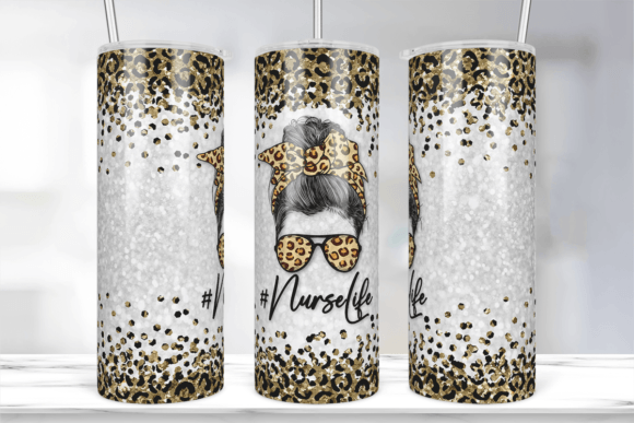 Nurse Life Glitter Leopard Tumbler Wrap