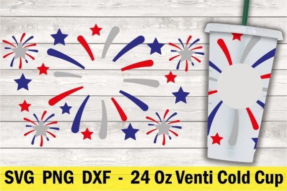 Patriotic Fireworks Cup Wrap