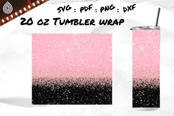Pink and Black Glitter Tumbler Design