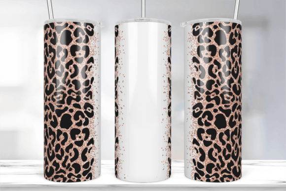 Rose Gold Glitter Leopard Tumbler Wrap