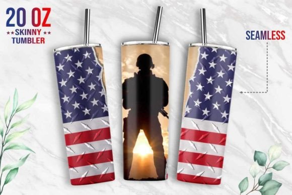 Soldier American US Flag 20oz Tumbler