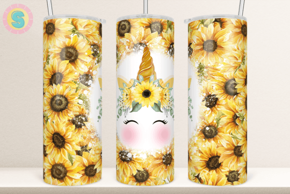 Unicorn Sunflower Tumbler Wrap Design